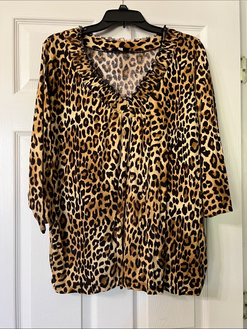 Jones New York Leopard Print V-Neck Tunic - Tan & Black